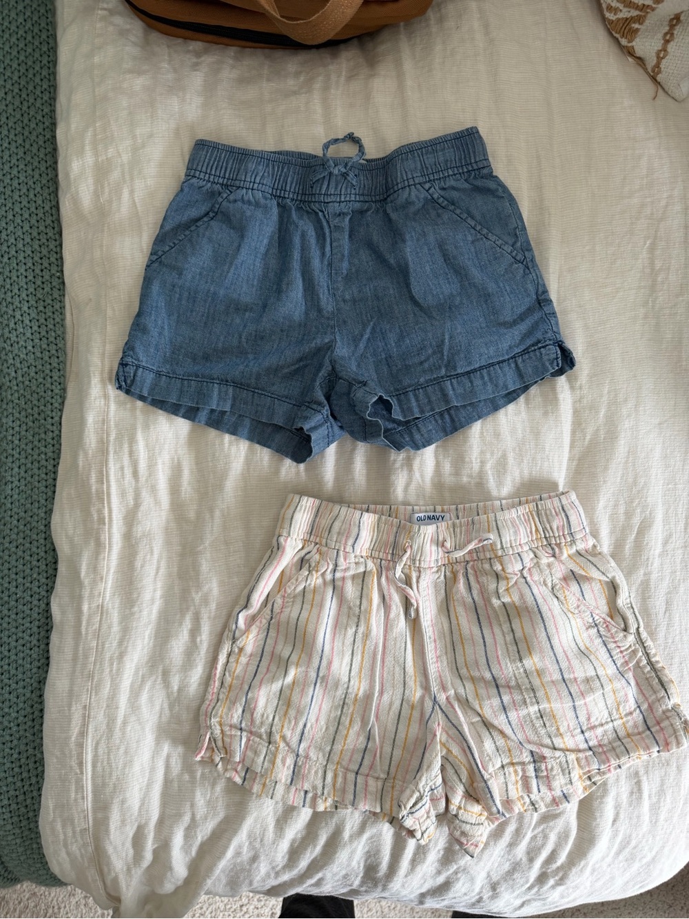 Old Navy Blue Chambray & Striped Cotton Girls' Shorts Set